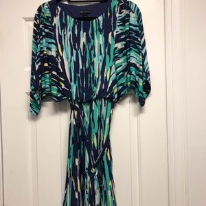 New directions 3/4 sleeve watercolor splash dress